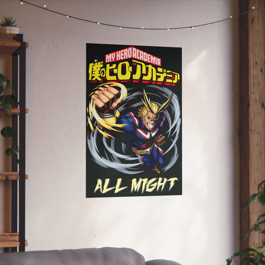 All Might Poster | Anime-Inspired Wall Art | Symbol of Peace Decor | Otaku Room Manga Print