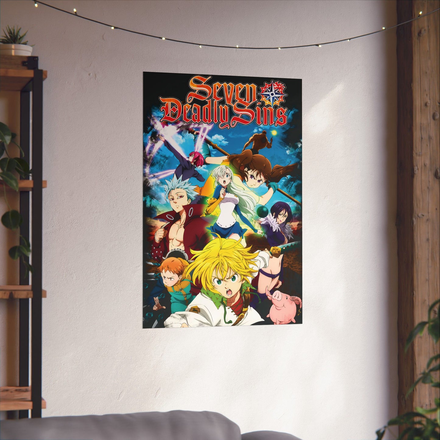 Sins Unleashed Poster | Meliodas Ban Escanor Wall Art | Anime Group Decor | Manga-Inspired Print | Shonen Anime Poster