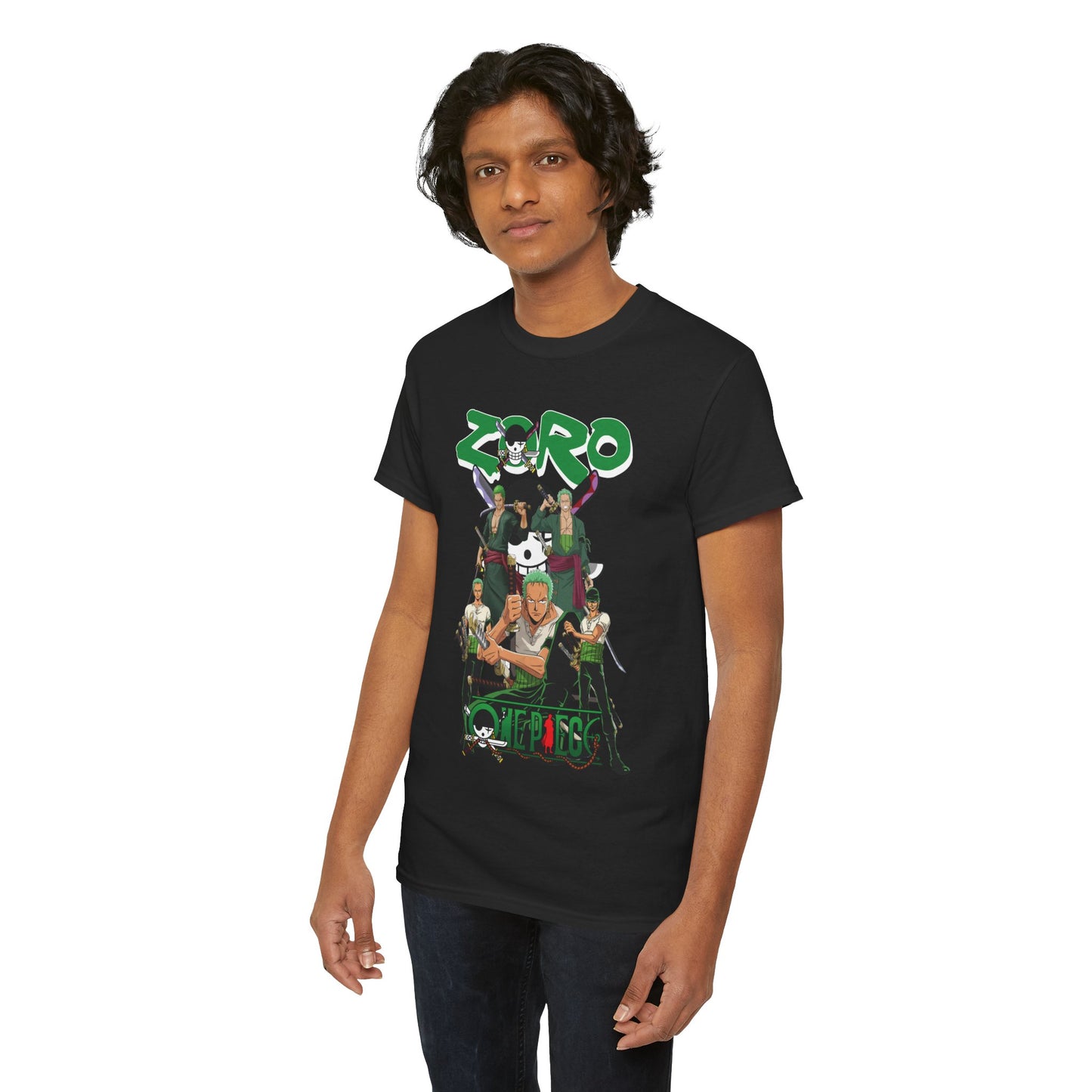 Zoro Unisex Heavy Cotton T-Shirt | One Piece Swordsman Anime Streetwear Tee