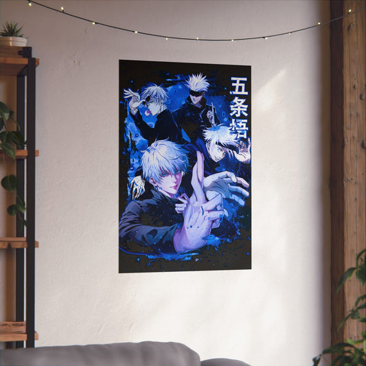 4 Styles of Gojo Matte Poster | Anime-Inspired Wall Art | Satoru Gojo Anime Collage Decor | Otaku Manga Wall Print