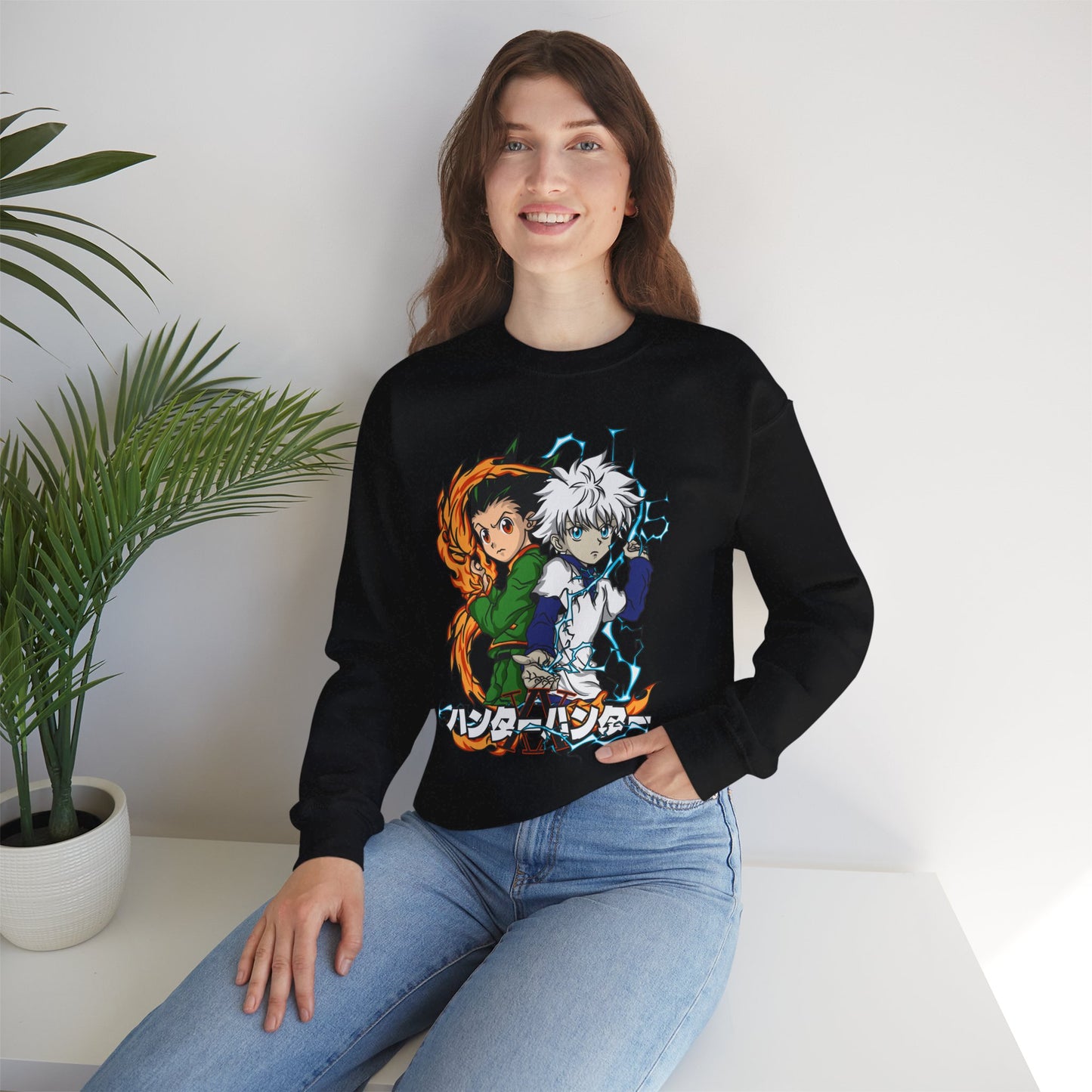 Gon & Killua Duo Unisex Heavy Blend Crewneck Sweatshirt Anime-Inspired Streetwear