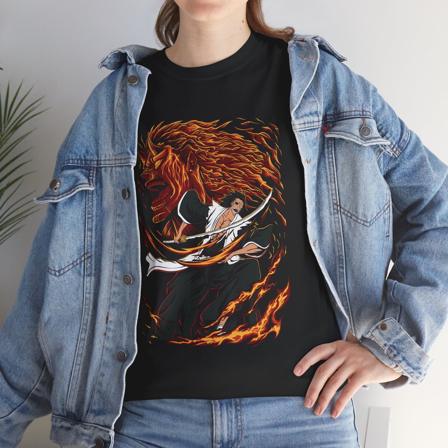 Genryūsai Yamamoto Flame Bankai Unisex Heavy Cotton T-Shirt | Bleach Anime Streetwear Tee