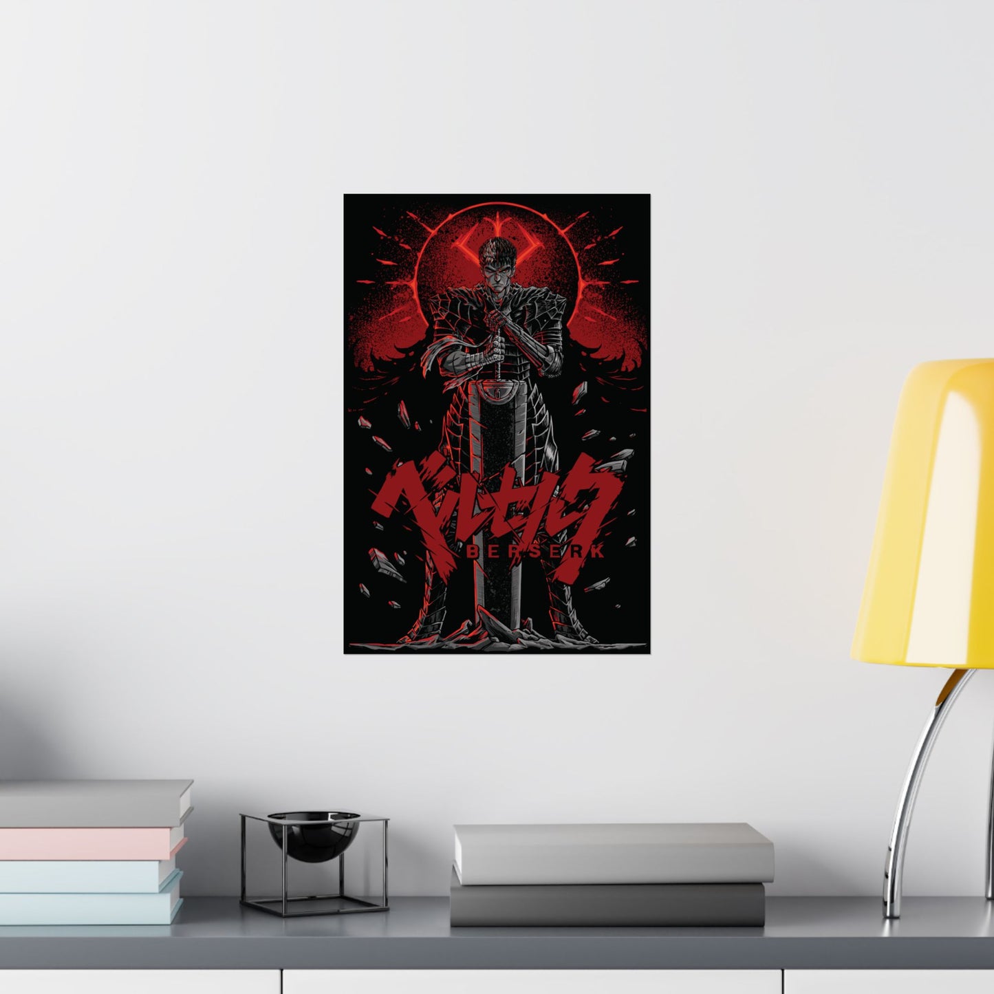 Black Swordsman Guts Matte Vertical Poster | Dark Anime Wall Art