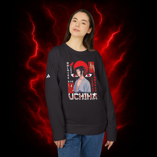 Sasuke Uchiha Adidas Unisex Fleece Crewneck Sweatshirt