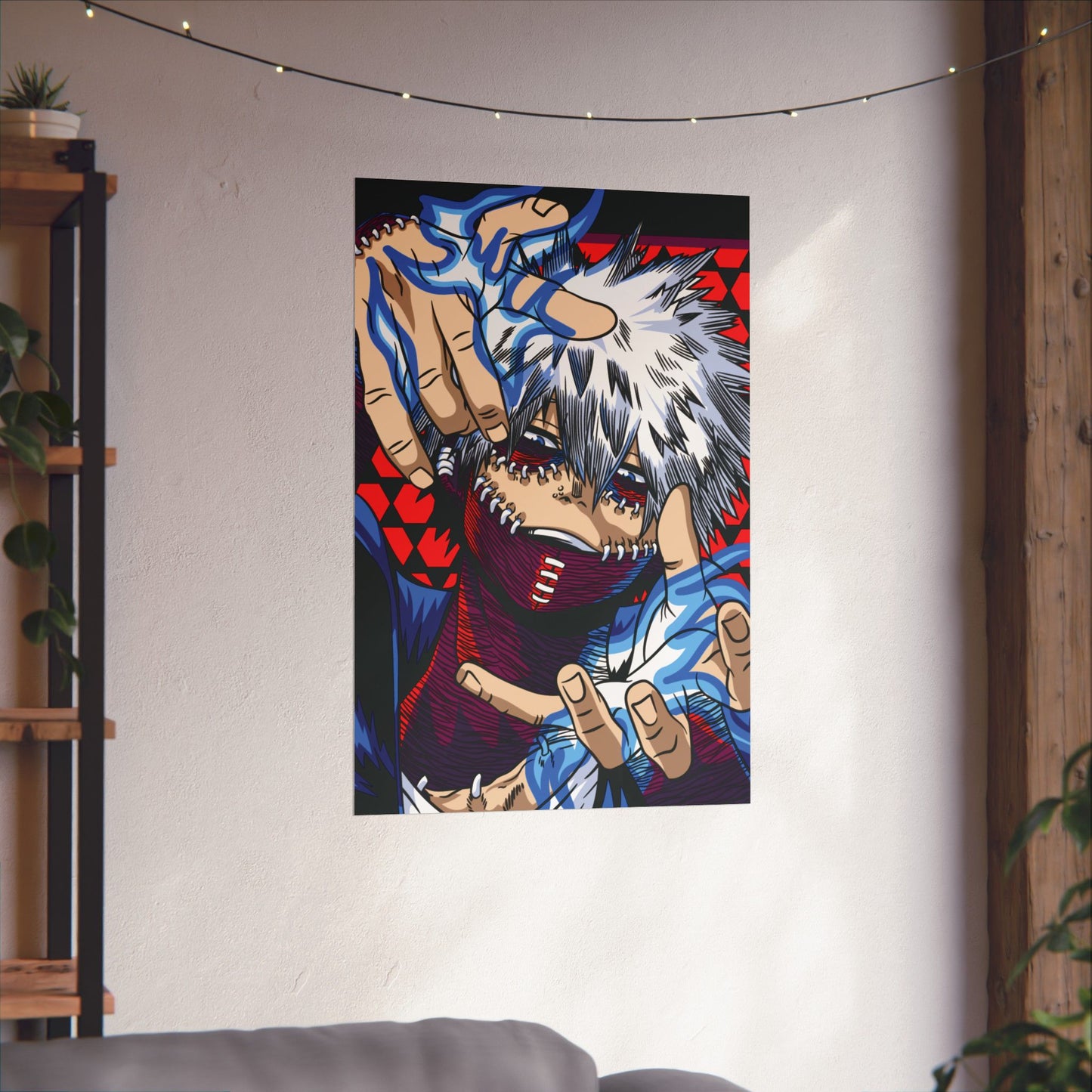 Dabi Blue Flames Poster | Anime-Inspired Wall Art | Villain Decor | Otaku Room Poster | Japanese Manga Aesthetic Print
