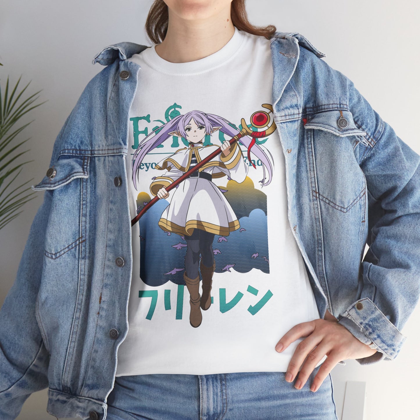 Frieren Unisex Heavy Cotton T-Shirt | Elven Mage Anime-Inspired Streetwear Graphic Tee