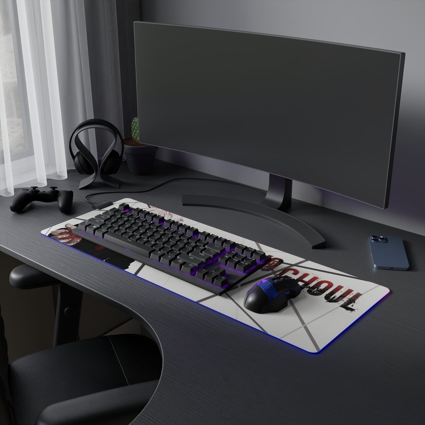 The One-Eyed King Ken Kaneki LED Gaming Mouse Pad | Anime-Inspired RGB Desk Mat