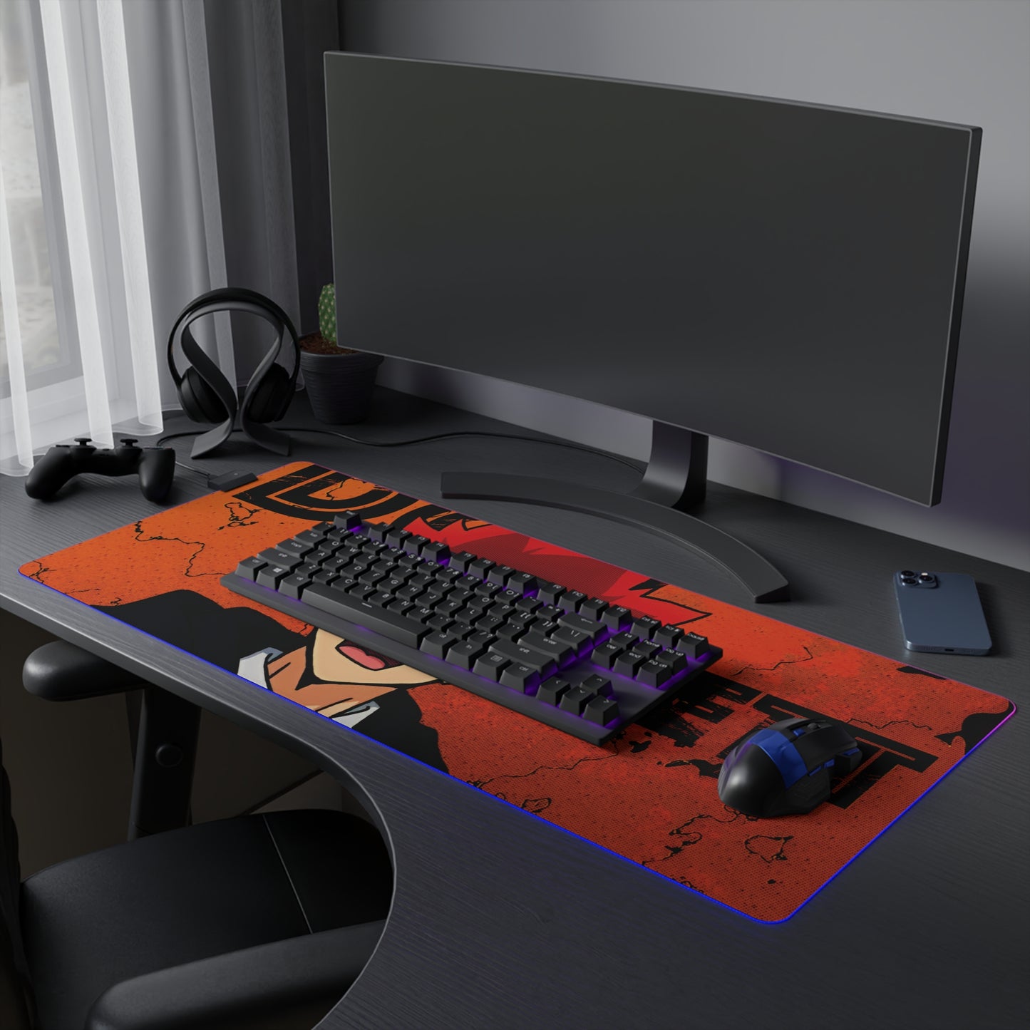 Dot Barrett LED Gaming Mouse Pad | Anime-Inspired RGB Desk Mat | Anime Gamer Mousepad | Otaku Desk Setup