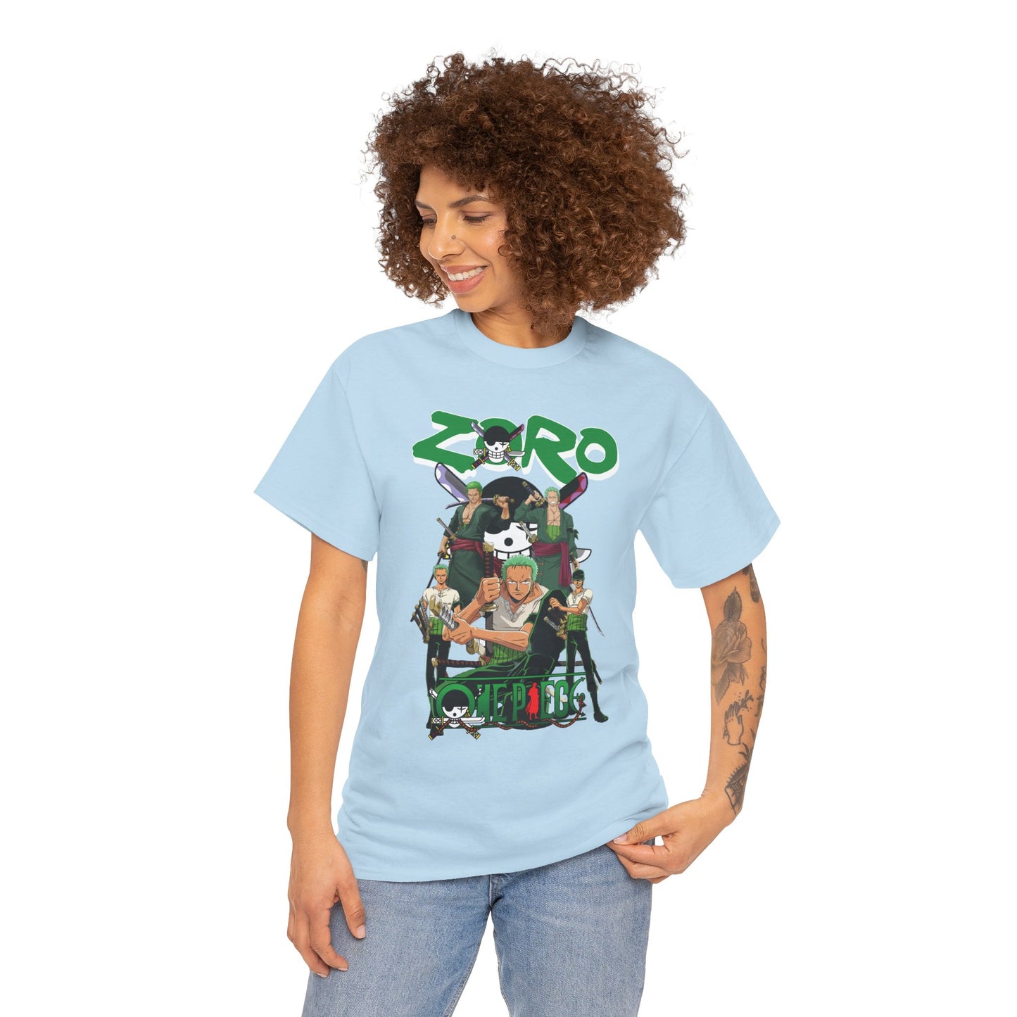 Zoro Unisex Heavy Cotton T-Shirt | One Piece Swordsman Anime Streetwear Tee