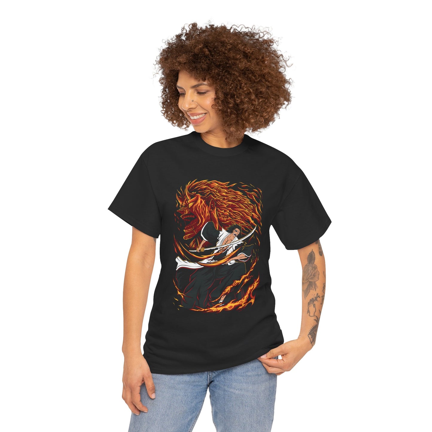Genryūsai Yamamoto Flame Bankai Unisex Heavy Cotton T-Shirt | Anime-Inspired Streetwear Tee
