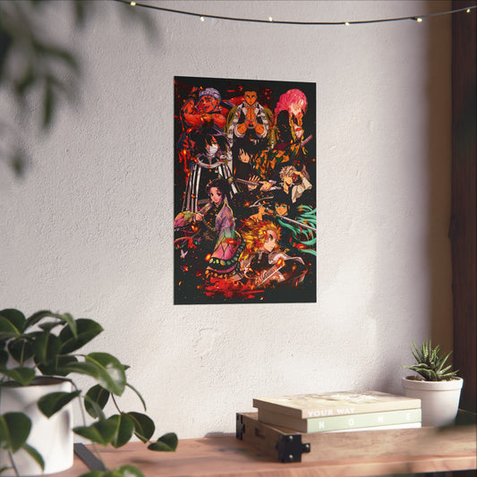 Hashira Collage Poster | Demon Slayer-Inspired Matte Vertical Wall Art
