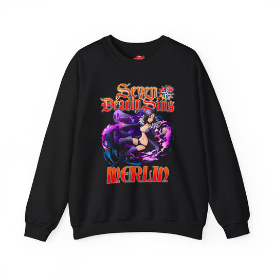 Boar Sin of Gluttony Merlin Crewneck Sweatshirt | Anime-Inspired Streetwear Graphic Sweater | Manga Pullover