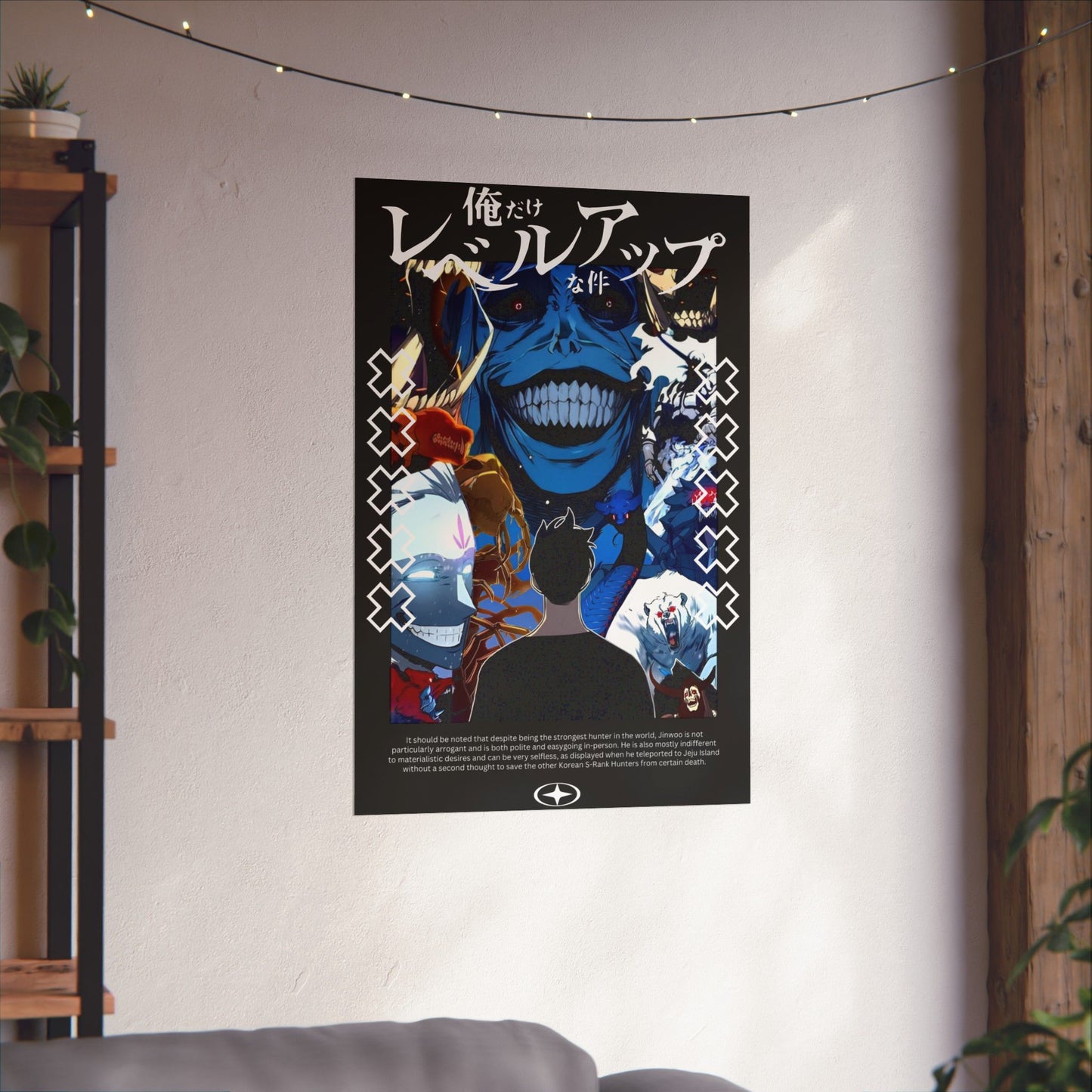 Sung Jin-Woo vs Statue of God Matte Vertical Poster | Anime-Inspired Wall Art | Double Dungeon Arc Print