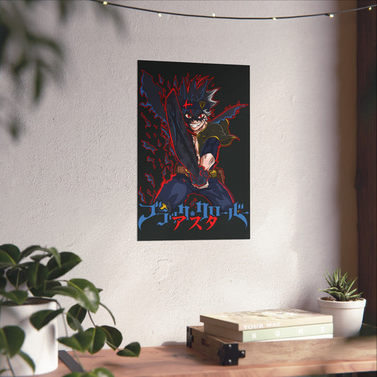 Black Asta Matte Vertical Poster | Black Clover Anime Wall Art