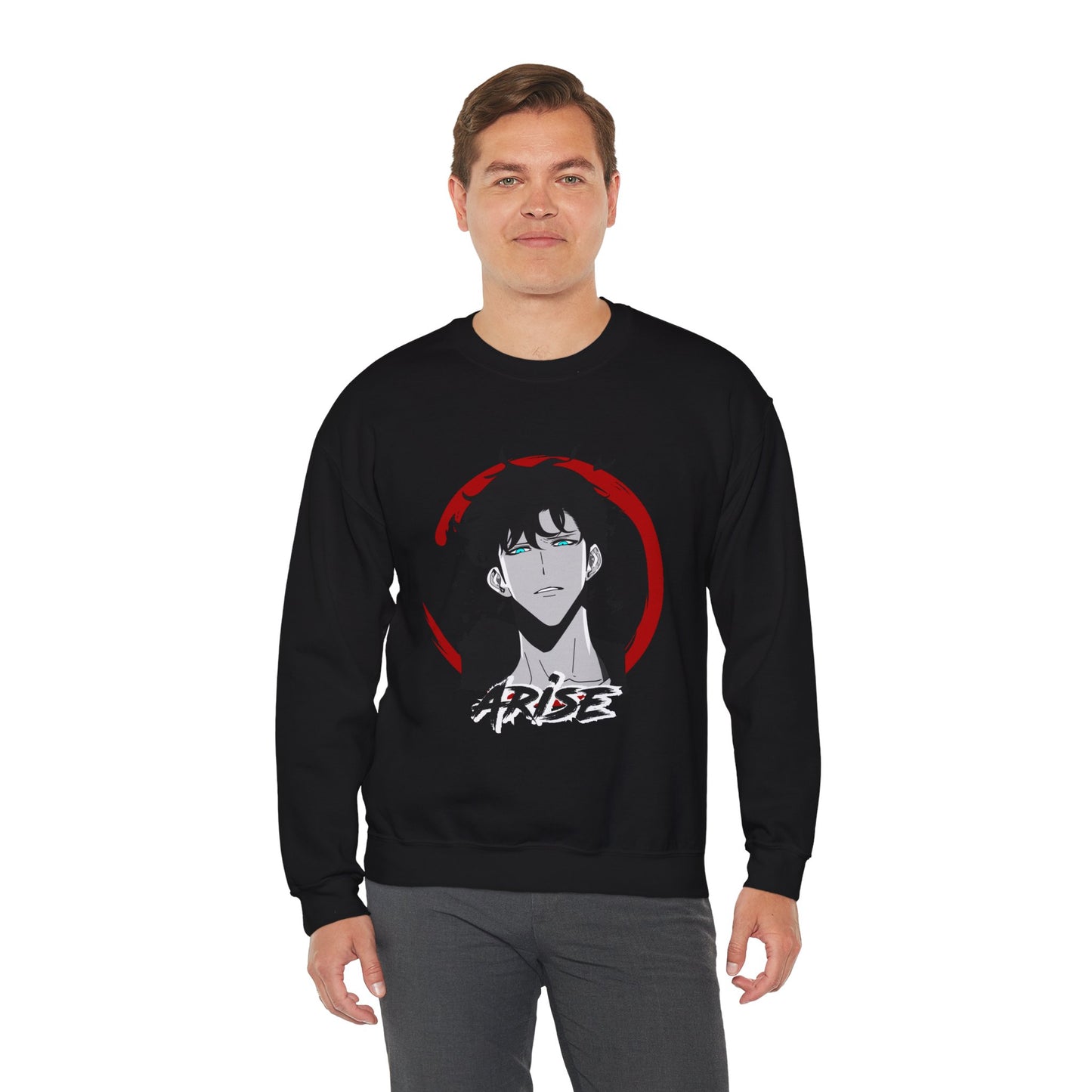 Sung Jinwoo ARISE Shadow Monarch Unisex Heavy Blend Crewneck Sweatshirt | Shadow Army Cute Anime-Inspired Streetwear Graphic Pullover