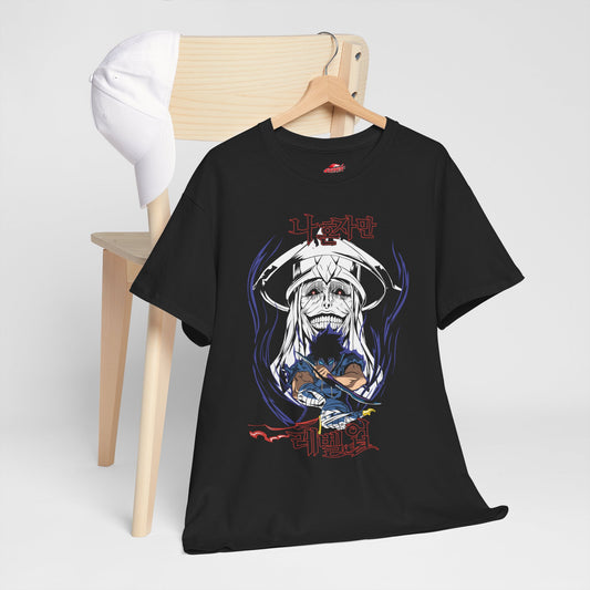 Sung Jinwoo vs Statue of God II Unisex Heavy Cotton T-Shirt | Anime-Inspired Streetwear Graphic Tee | Double Dungeon Shirt