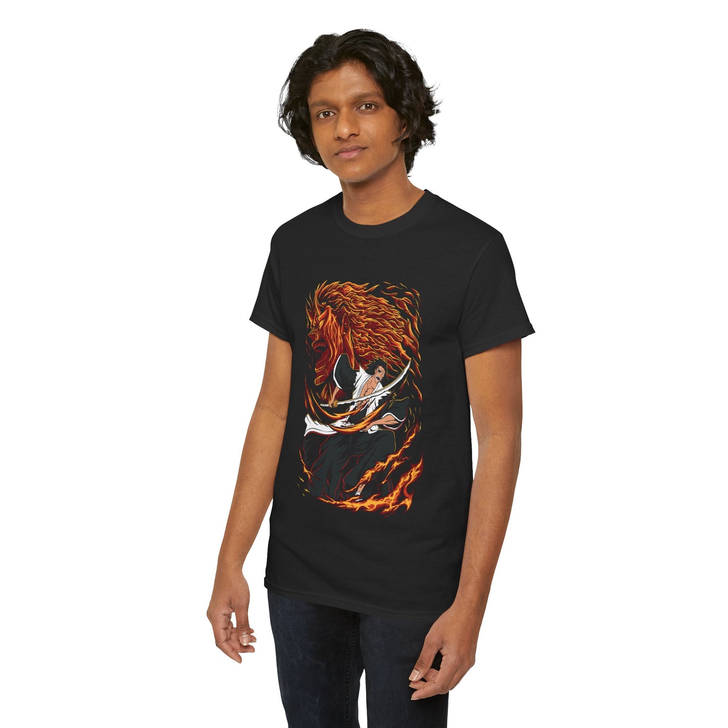 Genryūsai Yamamoto Flame Bankai Unisex Heavy Cotton T-Shirt | Anime-Inspired Streetwear Tee
