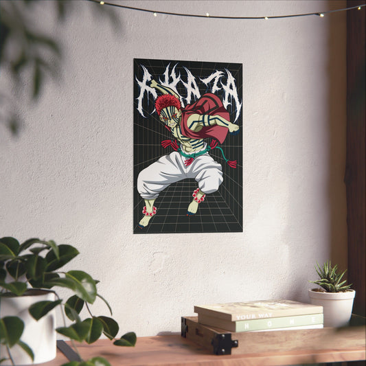 Akaza Poster | Upper Rank Three Demon Slayer Wall Art
