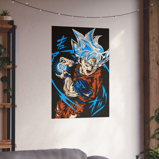 Super Saiyan Blue Goku Kamehameha Matte Vertical Poster
