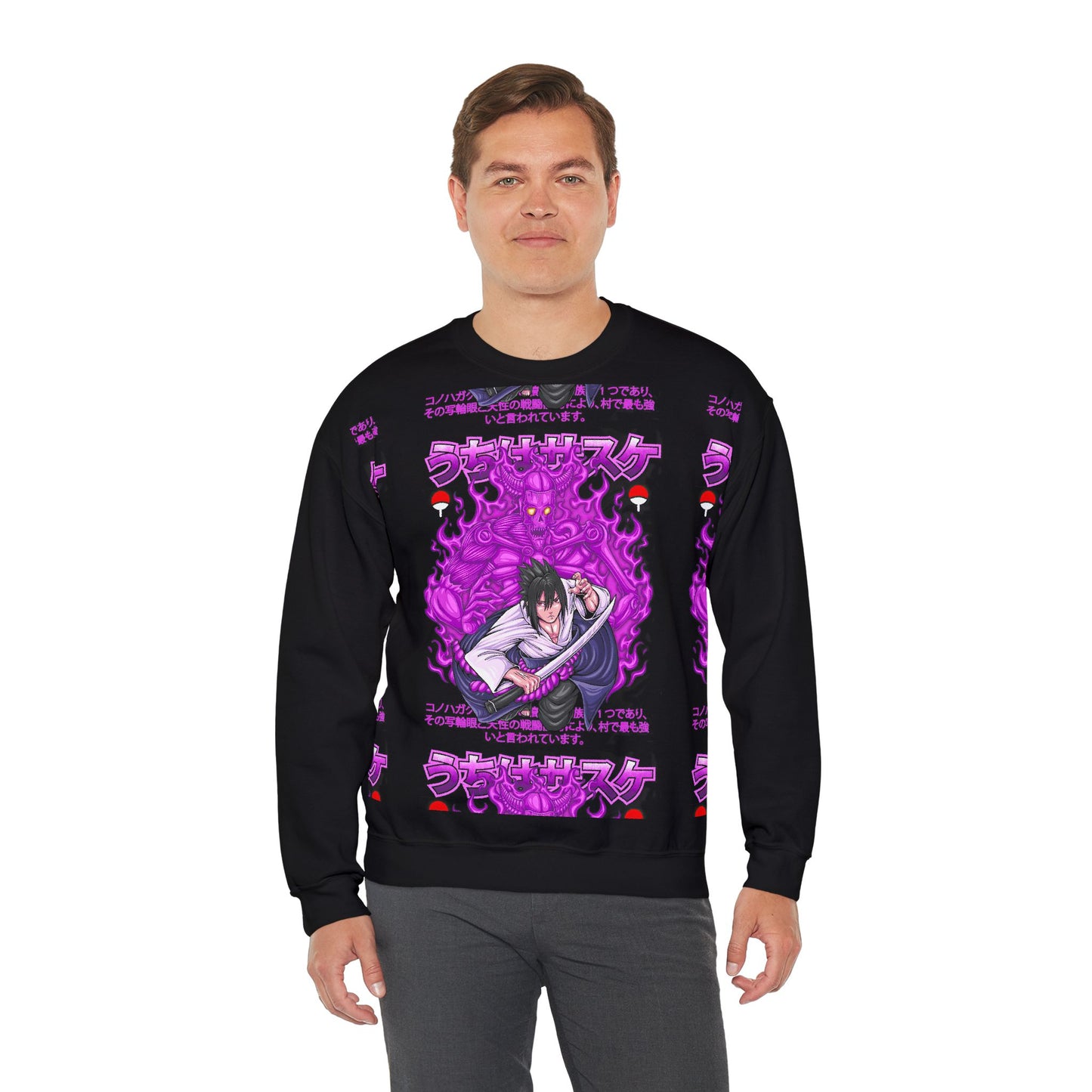 Sasuke Uchiha Susanoo II Crewneck | Anime-Inspired Streetwear Sweatshirt | Mangekyo Sharingan Uchiha Sweater | Otaku Manga Pullover