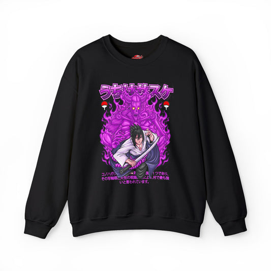 Sasuke Uchiha Susanoo II Crewneck | Anime-Inspired Streetwear Sweatshirt | Mangekyo Sharingan Uchiha Sweater | Otaku Manga Pullover