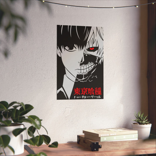 Kaneki Fractured Identity Matte Vertical Poster | Anime-Inspired Wall Art | Dark Anime Room Decor