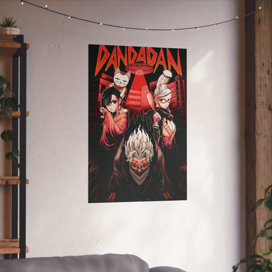 Dandadan “Trio of Chaos” Matte Vertical Poster | Okarun, Momo & Turbo Granny Anime Wall Art