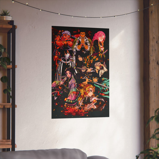 Hashira Collage Poster | Demon Slayer-Inspired Matte Vertical Wall Art