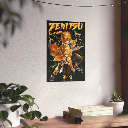 Zenitsu Agatsuma Poster | Demon Slayer Thunder Breathing Matte Wall Art