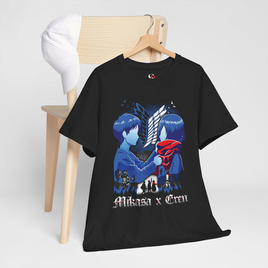 Mikasa x Eren Unisex Heavy Cotton T-Shirt | Attack on Titan Anime Streetwear Tee