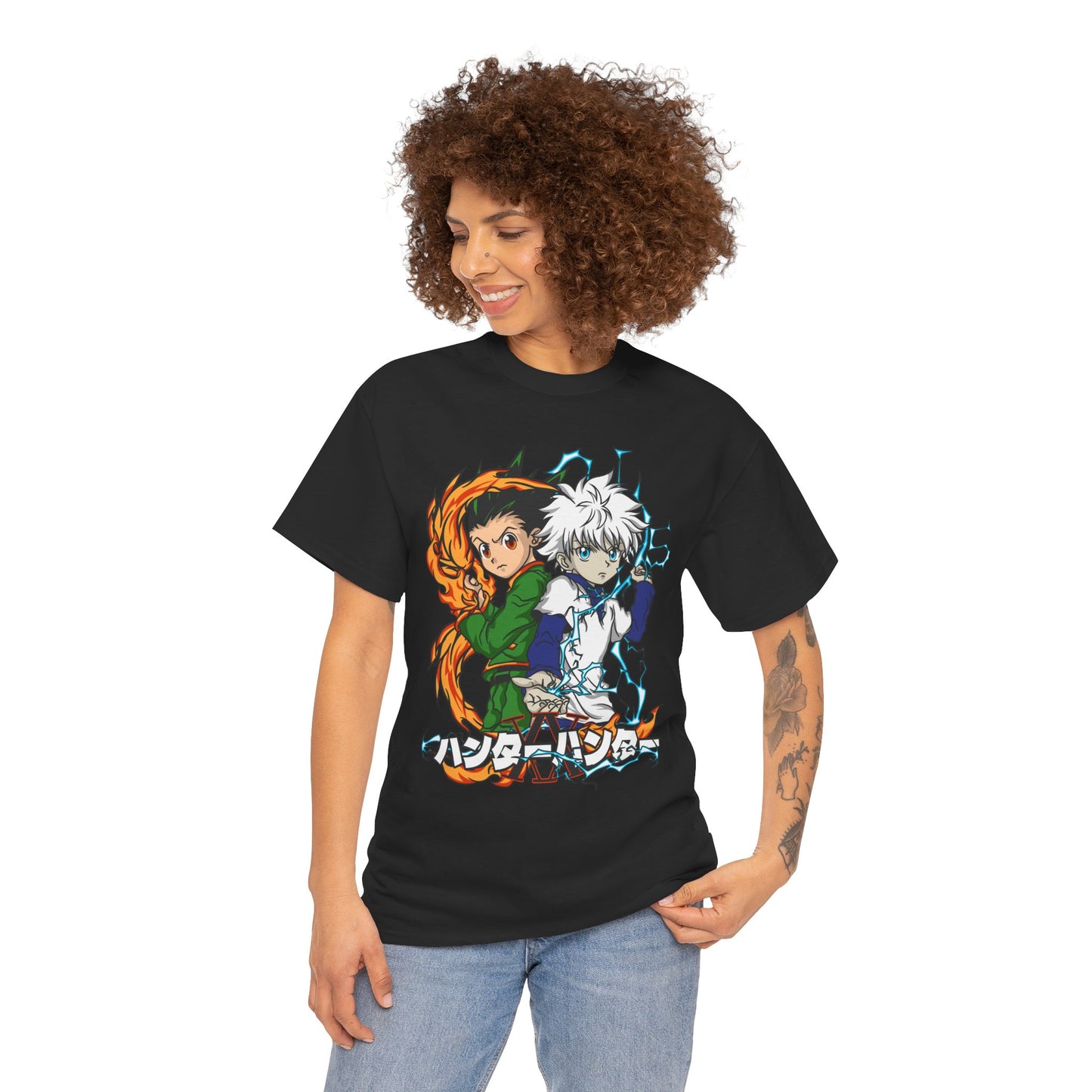 Gon and Killua Duo Unisex Heavy Cotton T-Shirt | Anime-Inspired Streetwear Graphic Tee