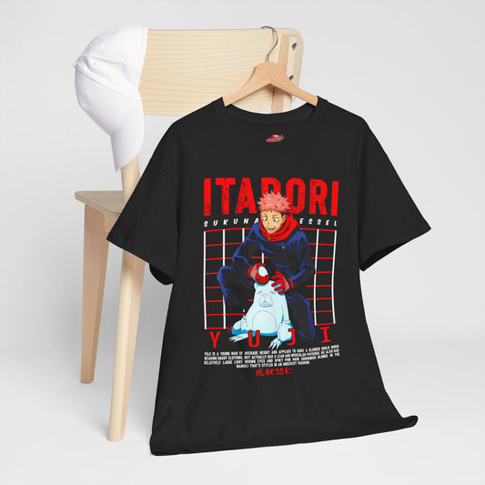 Yuji Itadori Unisex Heavy Cotton T-Shirt | Anime-Inspired Streetwear Graphic Tee | Sukuna Vessel Graphic Shirt