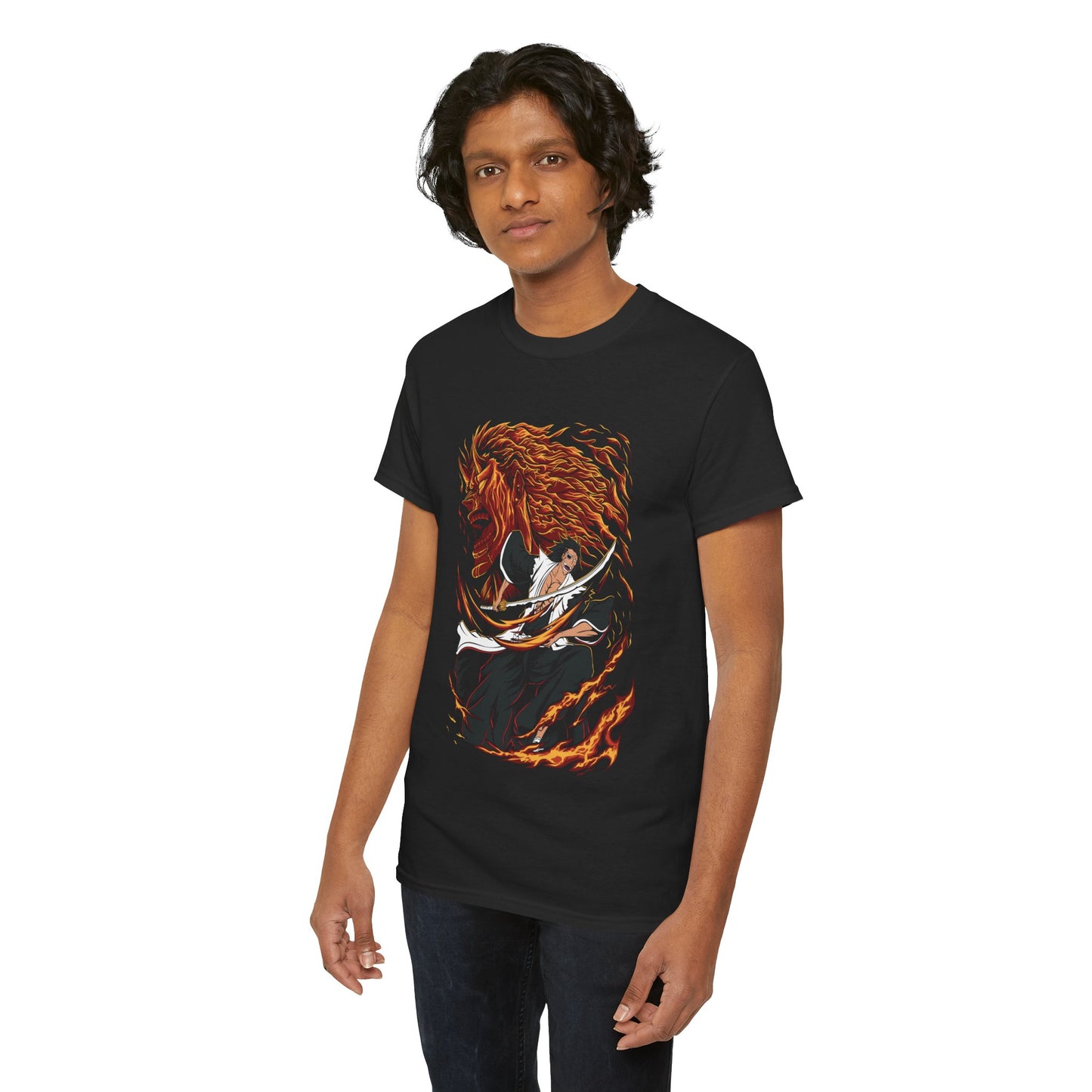 Genryūsai Yamamoto Flame Bankai Unisex Heavy Cotton T-Shirt | Bleach Anime Streetwear Tee