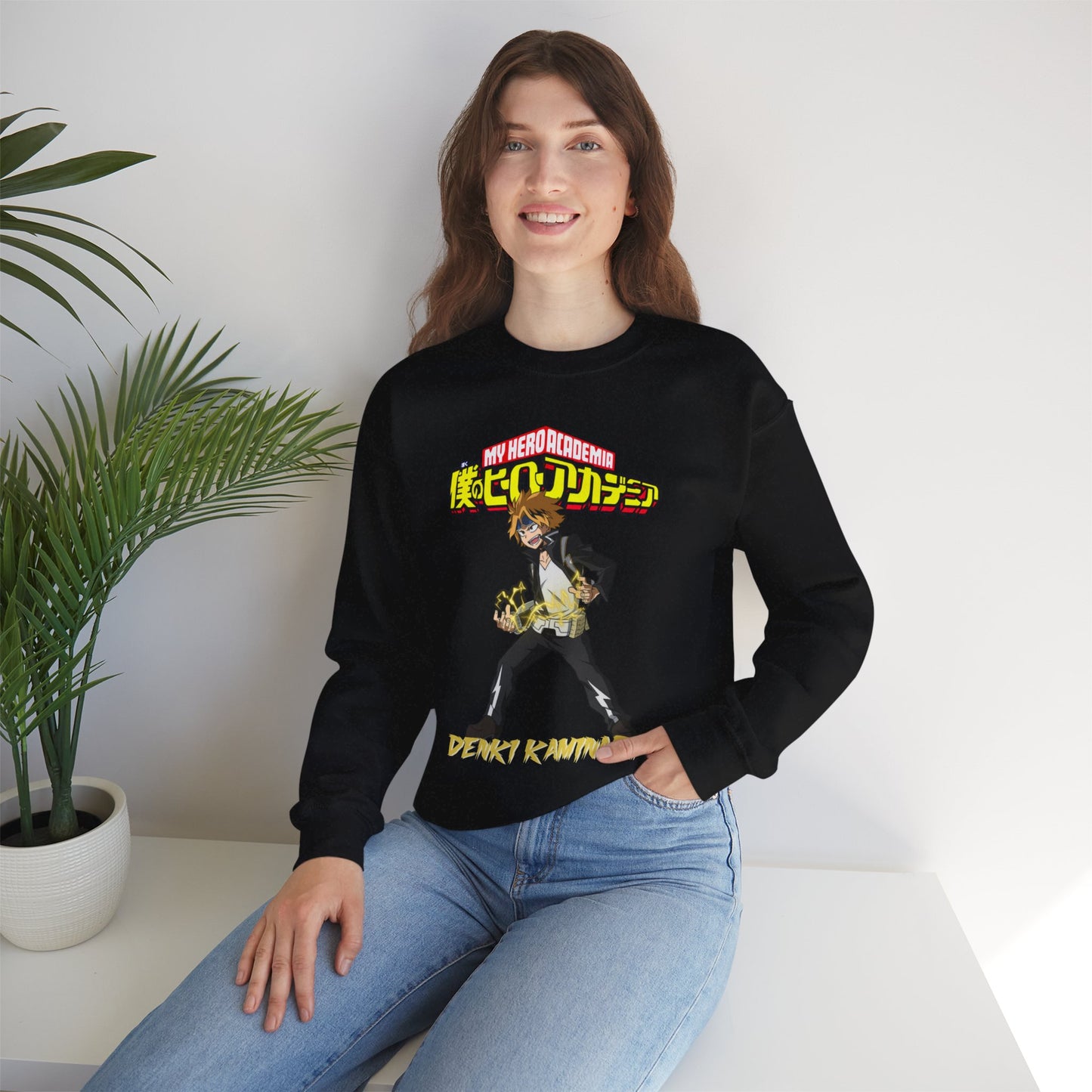 Denki Kaminari Crewneck Sweatshirt | Anime-Inspired Graphic Sweater | Electric Hero Streetwear | Otaku Manga Unisex Pullover