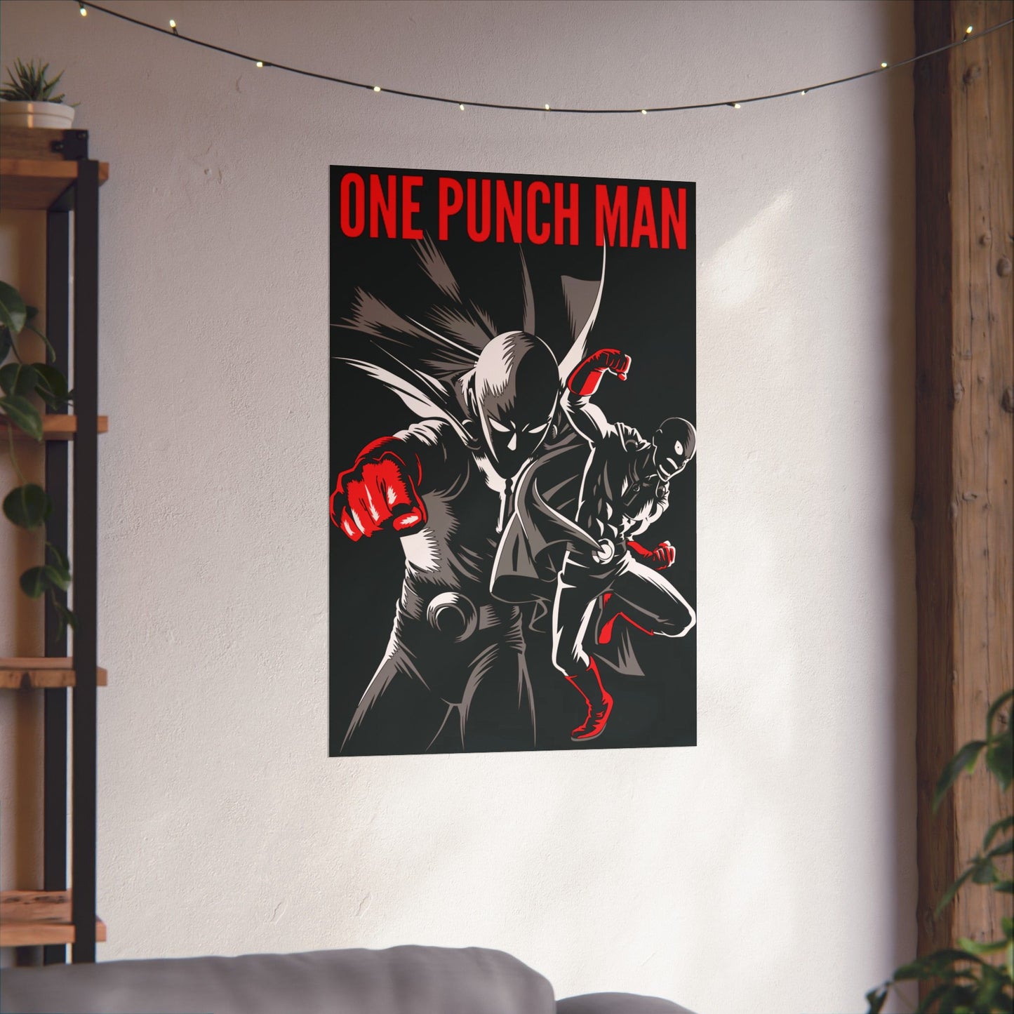 Saitama Serious Punch Anime Poster | Anime-Inspired Matte Wall Art | Manga Action Decor
