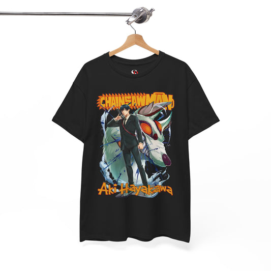 Aki x Fox Devil Unisex Heavy Cotton T-Shirt | Chainsaw Man Anime Streetwear