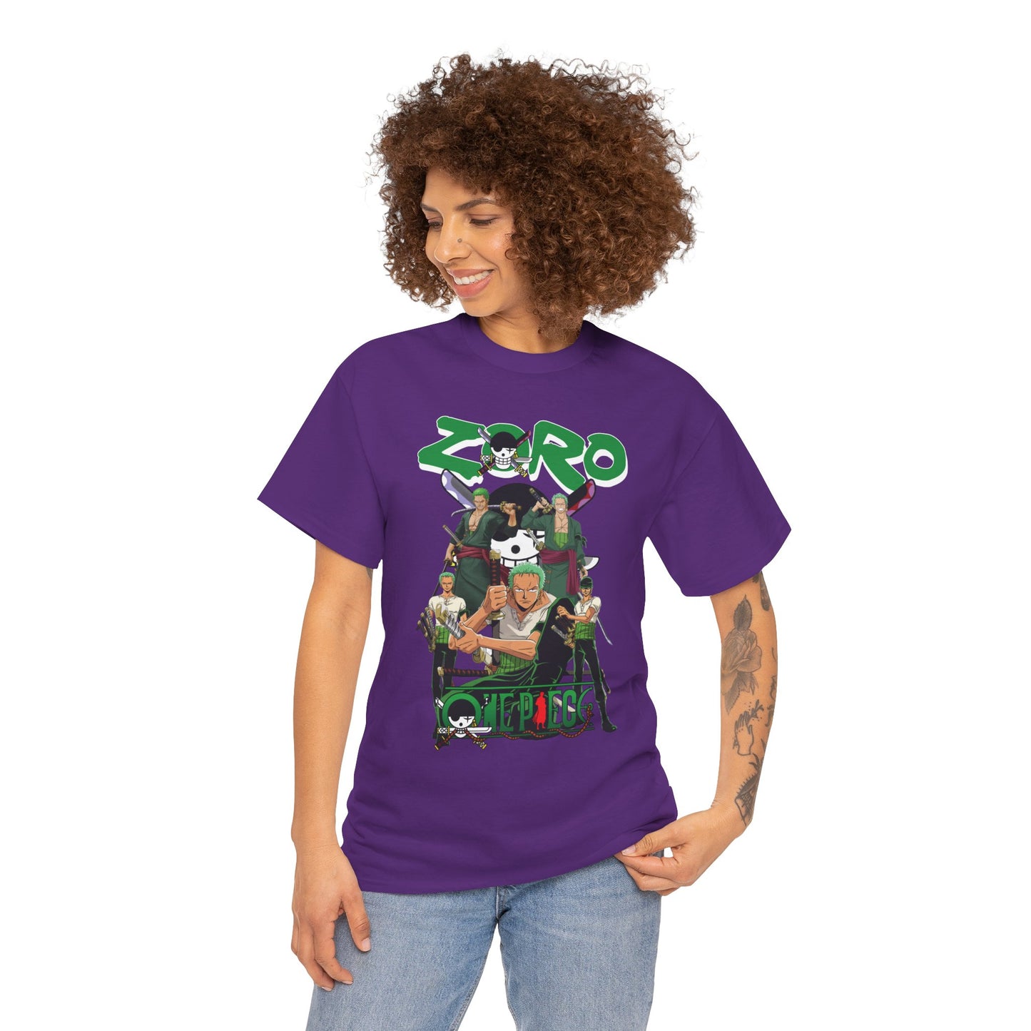 Zoro Unisex Heavy Cotton T-Shirt | One Piece Swordsman Anime Streetwear Tee