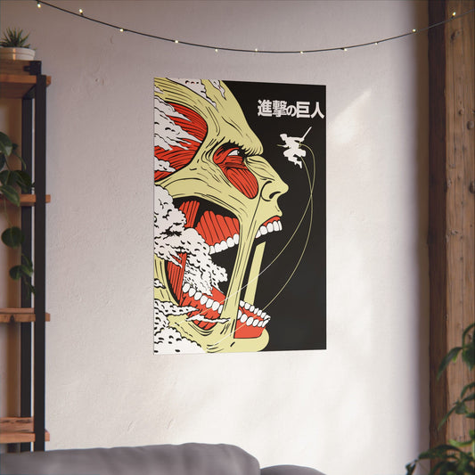 Eren vs Colossal Titan Matte Vertical Poster | Attack on Titan Anime Wall Art