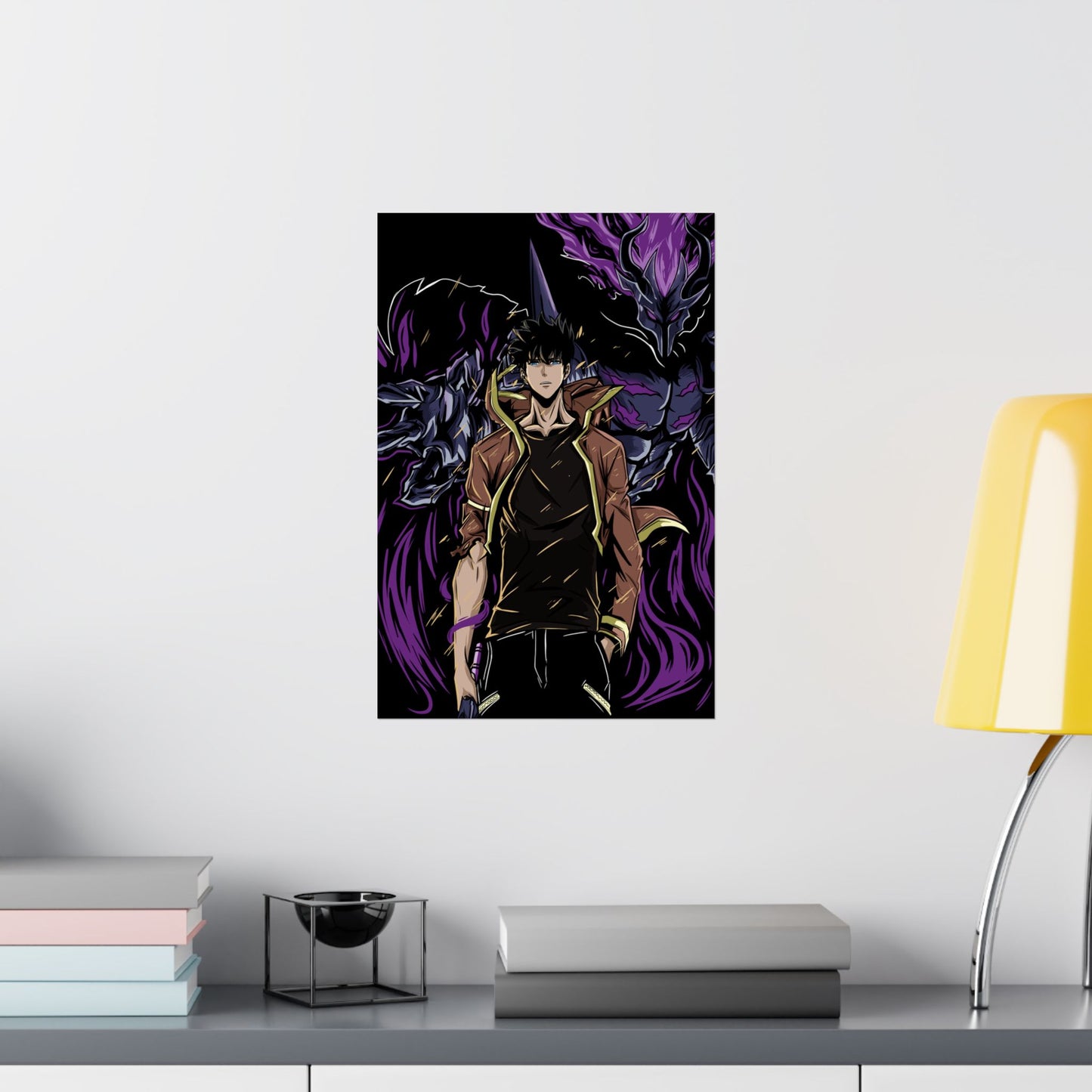 Sung Jinwoo & Ashborn Shadow Monarch Matte Vertical Poster | Anime-Inspired Wall Art | Monarch Legacy Print
