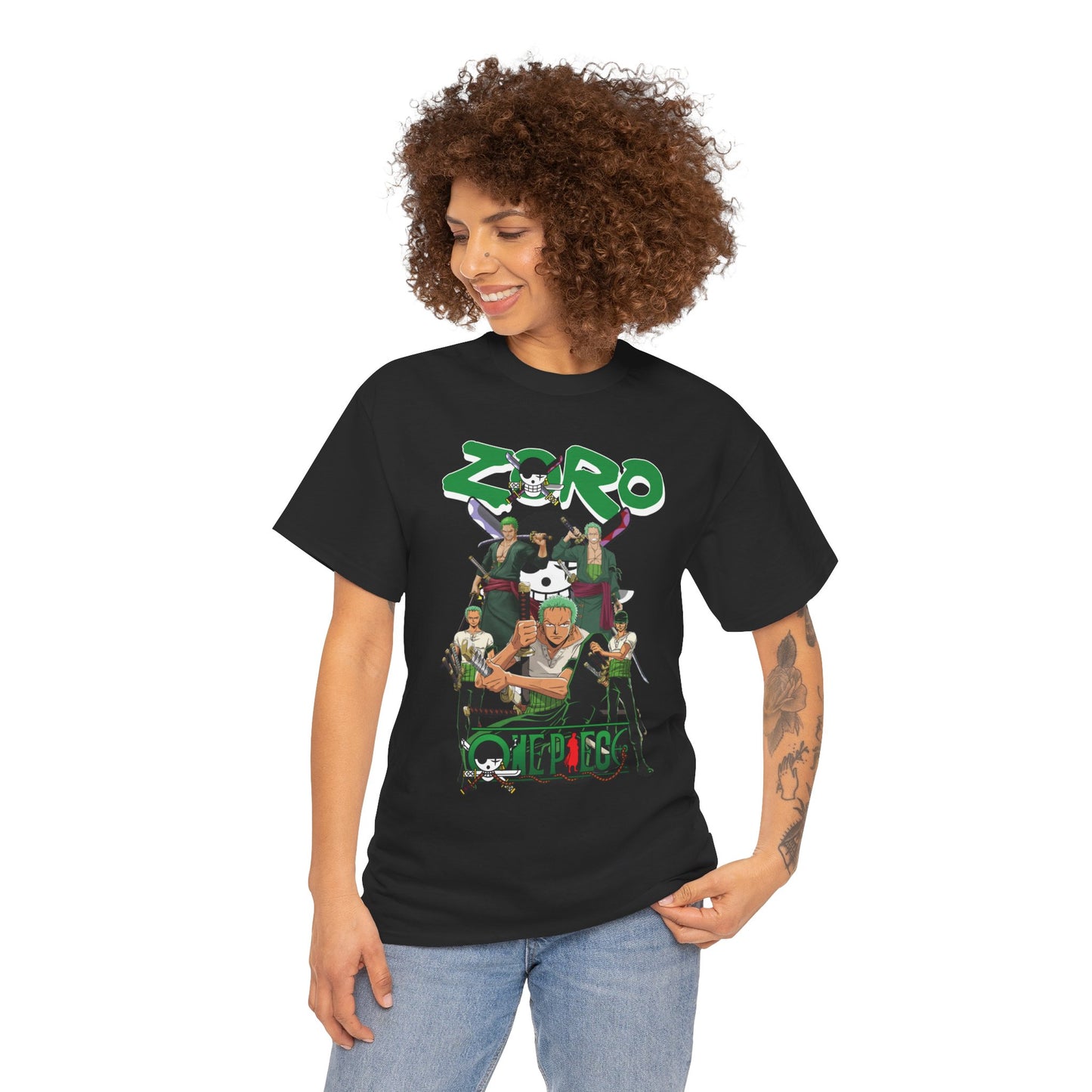 Zoro Unisex Heavy Cotton T-Shirt | One Piece Swordsman Anime Streetwear Tee