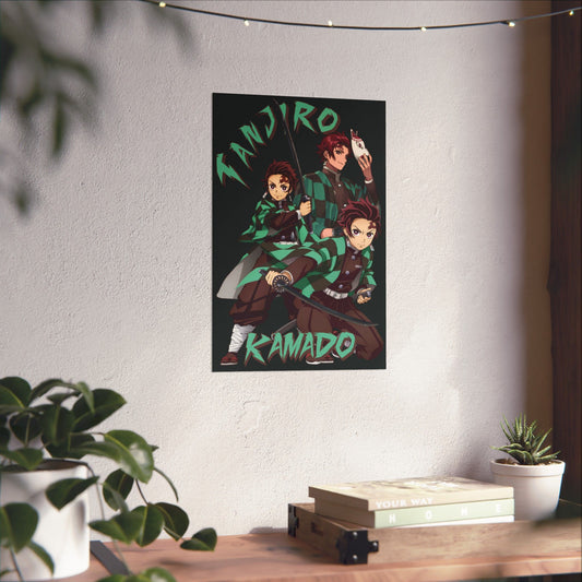 Tanjiro Kamado Anime Poster | Anime-Inspired Water Breathing Wall Art | Matte Manga Decor