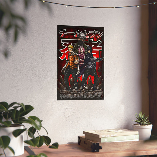 Adult Team 7 Matte Poster | Anime-Inspired Wall Art | Naruto Sasuke Sakura Decor | Otaku Manga Wall Print