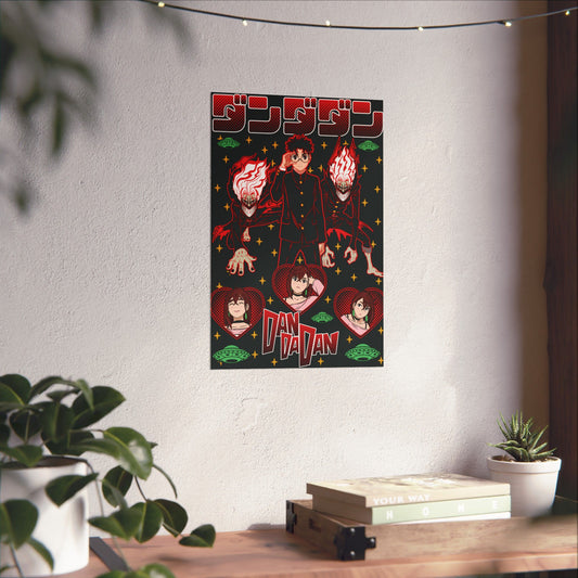 Okarun x Momo II “Cosmic Showdown” Matte Vertical Poster | Dandadan Anime Wall Art