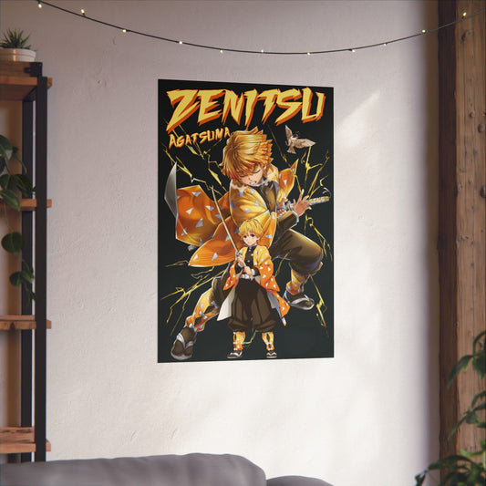 Zenitsu Agatsuma Poster | Demon Slayer Thunder Breathing Matte Wall Art