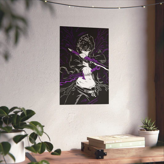Sung Jinwoo Twin Daggers Matte Vertical Poster | Anime-Inspired Wall Art | Shadow Assassin Print