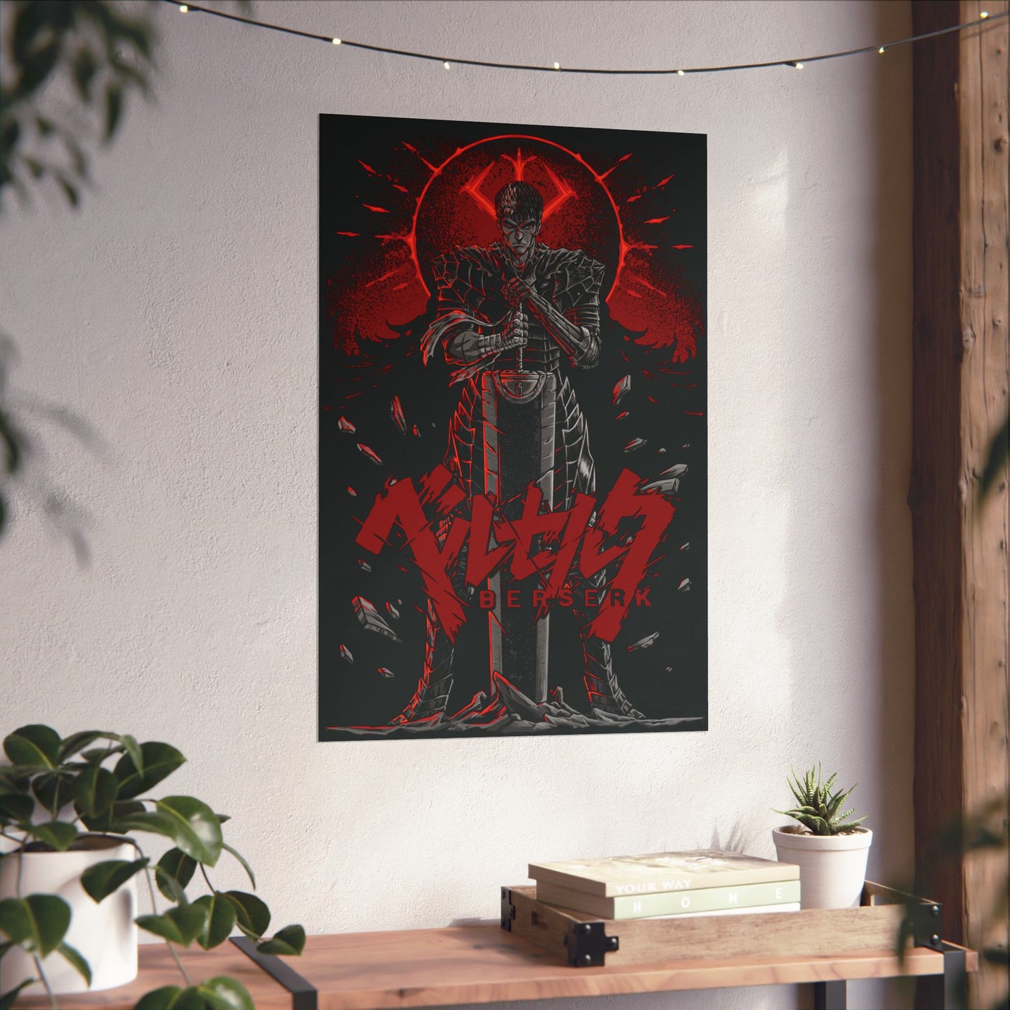 Black Swordsman Guts Matte Vertical Poster | Dark Anime Wall Art