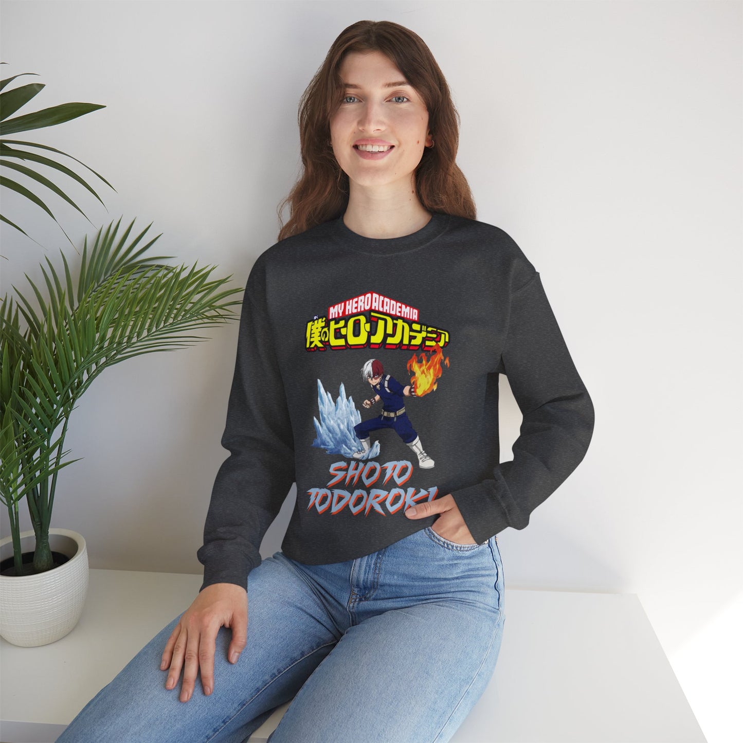 Shoto Todoroki Unisex Heavy Blend Crewneck Sweatshirt | Anime-Inspired Streetwear Pullover