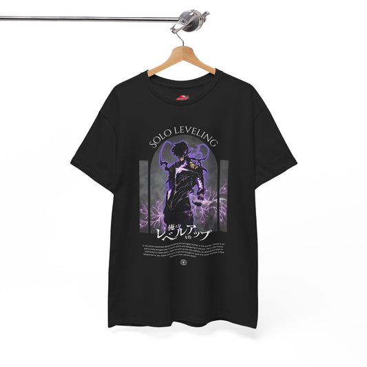 Sung Jinwoo Monarch Awakening Unisex Heavy Cotton T-Shirt | Anime-Inspired Streetwear Graphic Tee | Shadow Monarch Shirt