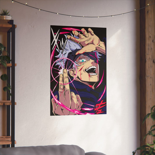 Satoru Gojo Reversal Red Matte Poster | Anime-Inspired Wall Art | Strongest Sorcerer Anime Decor | Otaku Manga Wall Print