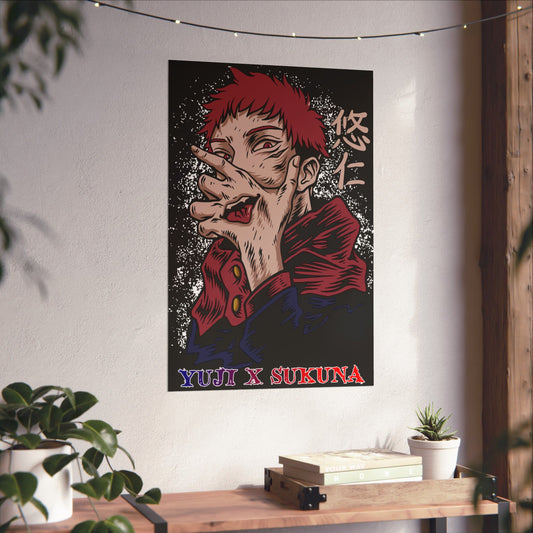 Yuji x Sukuna Matte Vertical Poster | Anime-Inspired Wall Art | Yuji Itadori & Sukuna Anime Poster | Dark Anime Decor